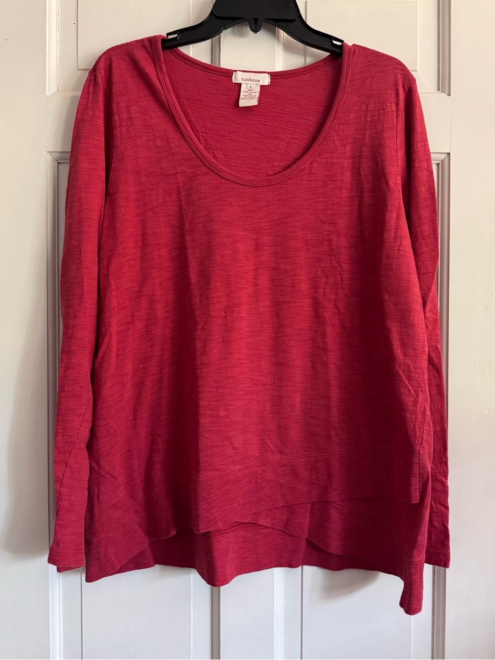 Sundance Red Long-Sleeve Layered Hem Tee